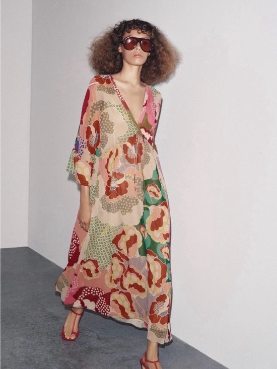 Zara Dresses & Skirts - Zara ZW Collection Floral Maxi Dress NWT Large Boho Patchwork Caftan - Large